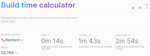 screen shot showing fast build times on benchmarking site