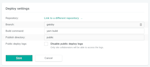 Deploy settings